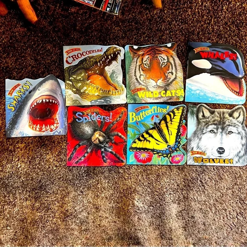 Lot of 7 Know-It-Alls Books, Sharks, butterflies, wolves, Bendon Publishing 2011